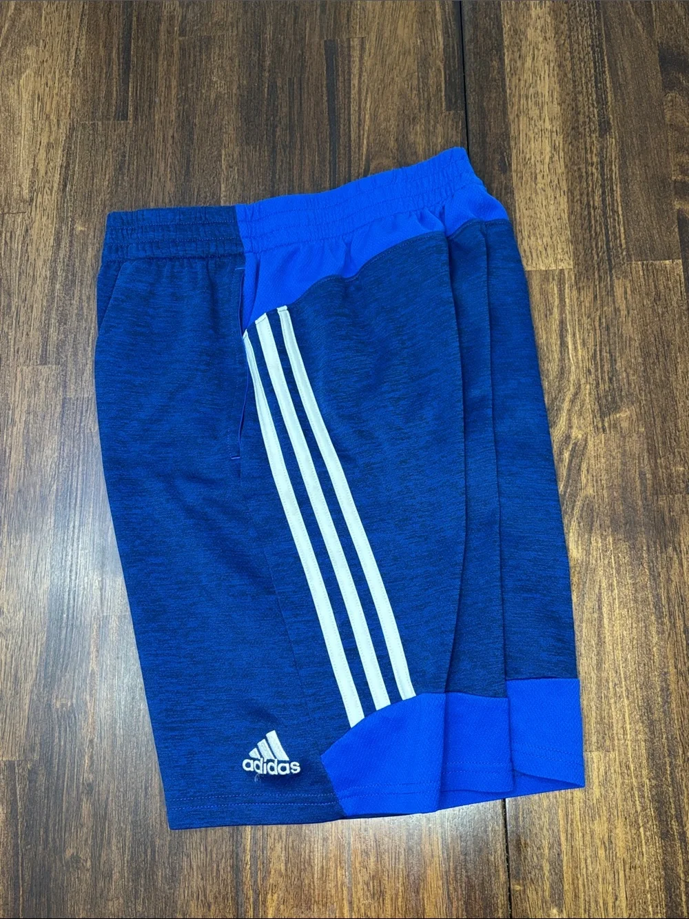 adidas Royal Blue Boys Athletic Shorts with White Stripes